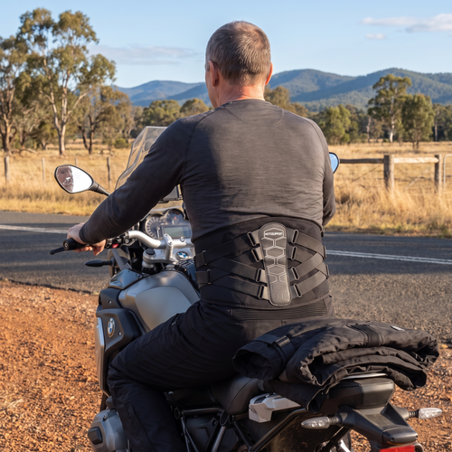 Rider on the bike wearing MotoSupport