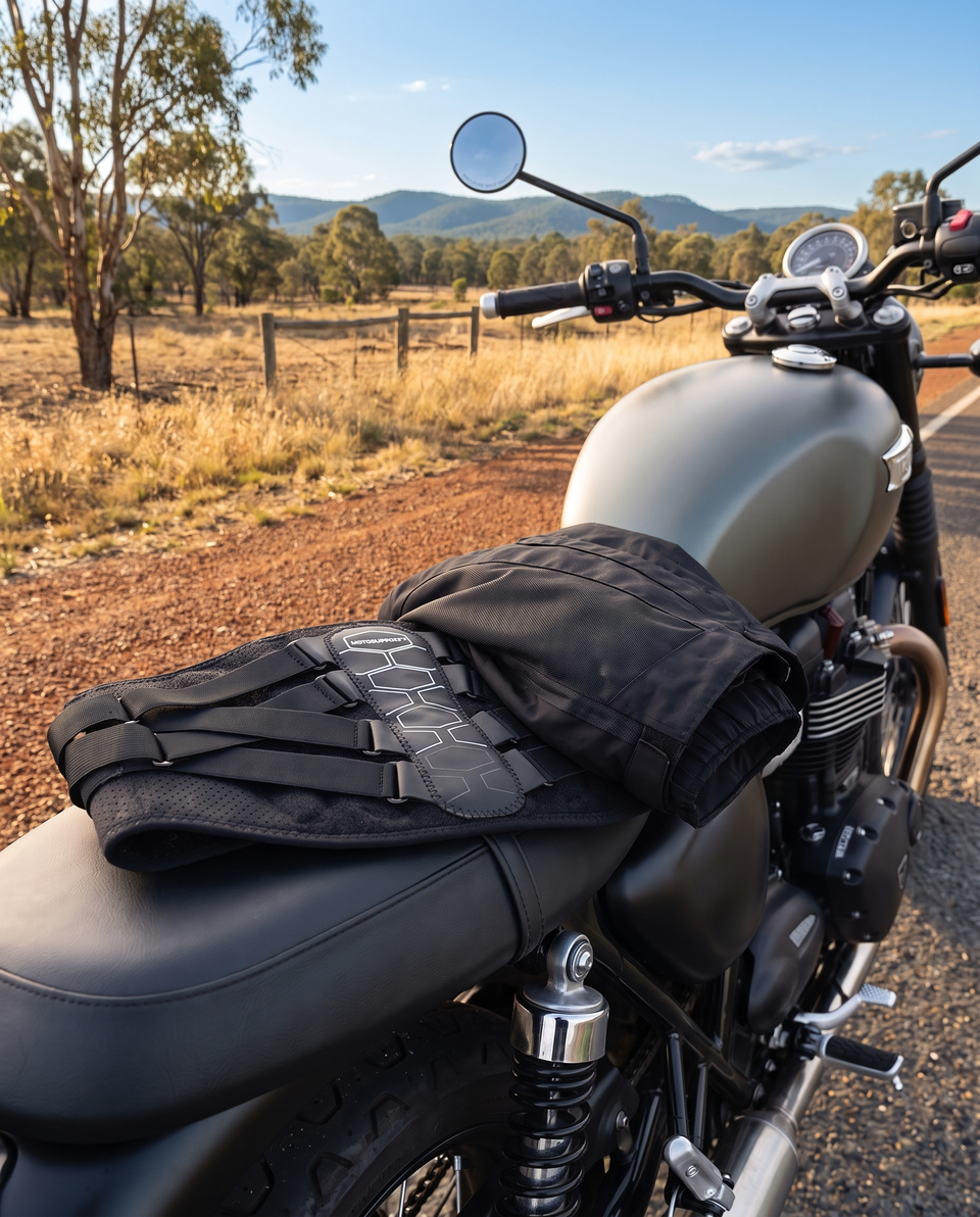 MotoSupport on a motorcycle seat
