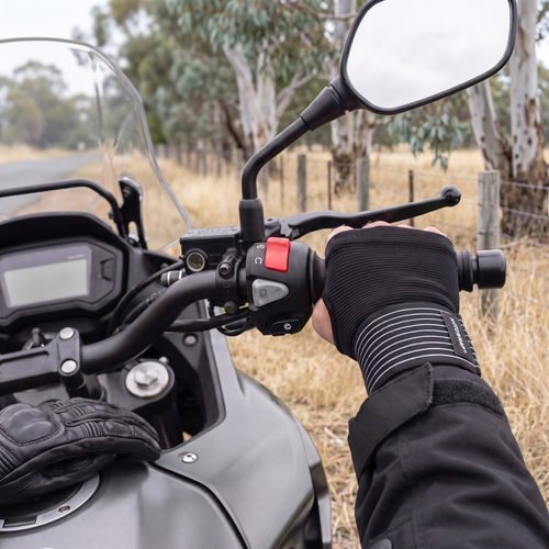 MotoWrap worn on the throttle hand